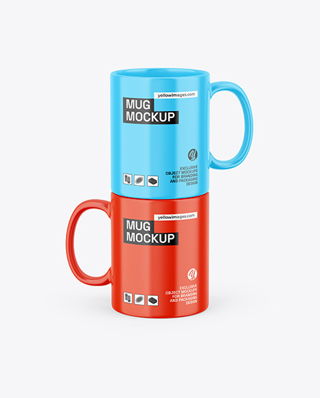 Two Glossy Mugs Mockup