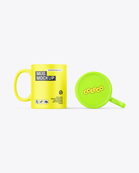 Two Matte Mugs Mockup