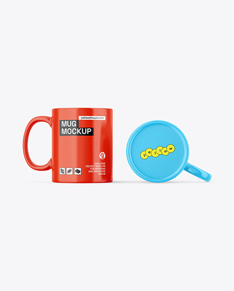 Two Glossy Mugs Mockup