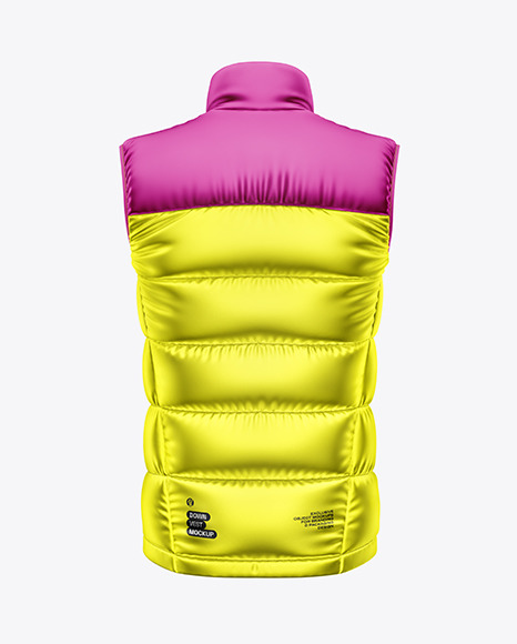 Metallic Down Vest Mockup - Back View