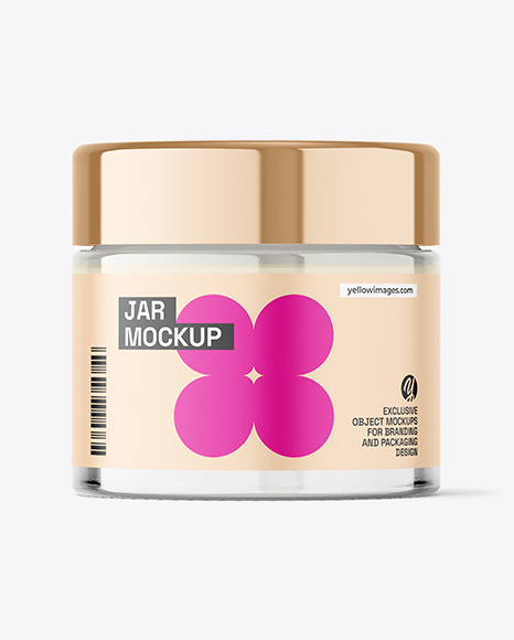Clear Glass Cosmetic Jar Mockup