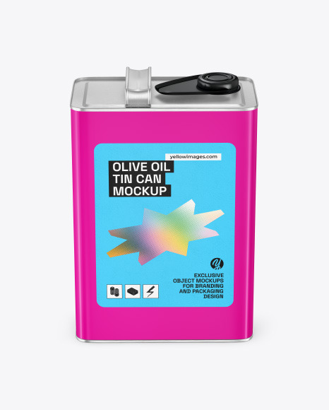 Glossy Oil Tin Can Mockup