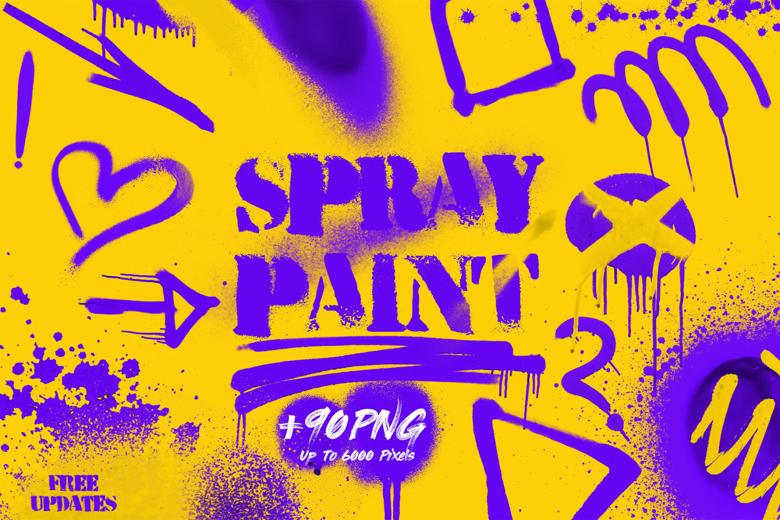 Spray Paint 90+ Graffiti PNG Overlays on Yellow Images Creative Store
