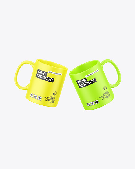 Two Matte Mugs Mockup