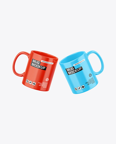 Two Glossy Mugs Mockup