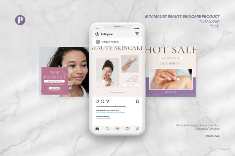 Cream berry minimalist beauty skincare product instagram post