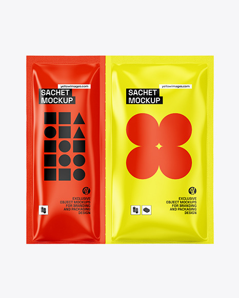Glossy Double Sachet Mockup