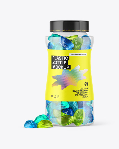 Plastic Bottle with Gummies Mockup