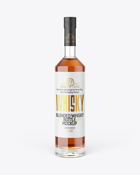 Clear Glass Whisky Bottle Mockup
