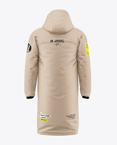 Men&#039;s Long Down Jacket Mockup - Back View