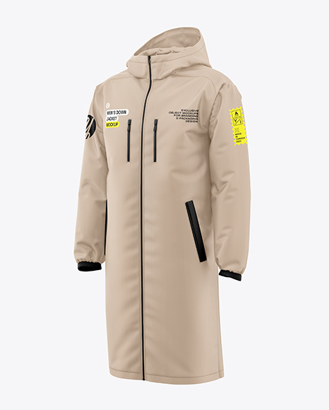 Men&#039;s Long Down Jacket Mockup - Half Side View