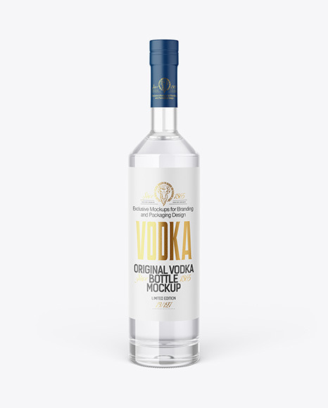 Clear Glass Vodka Bottle Mockup