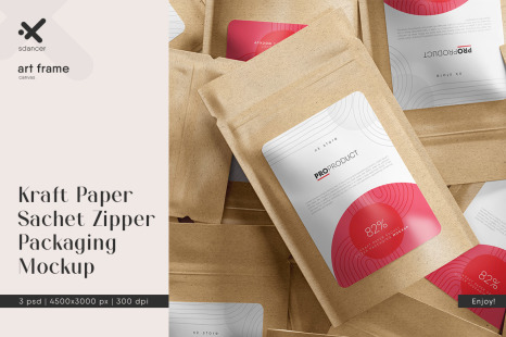 Kraft Paper Sachet Zipper Packaging Mockup