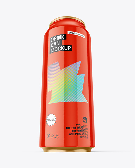 500ml Glossy Drink Can Mockup