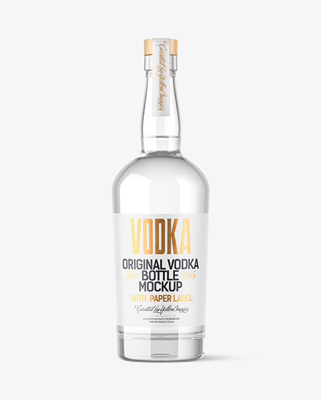 Clear Glass Vodka Bottle Mockup