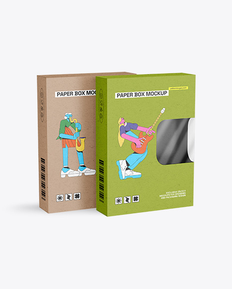 Two Kraft Empty Boxes Mockup