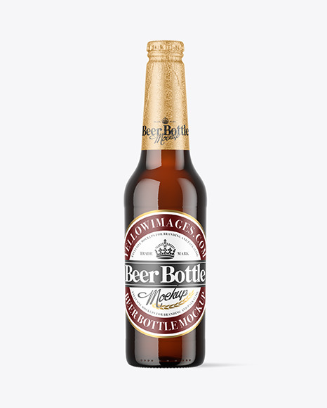 Amber Glass Beer Bottle Mockup