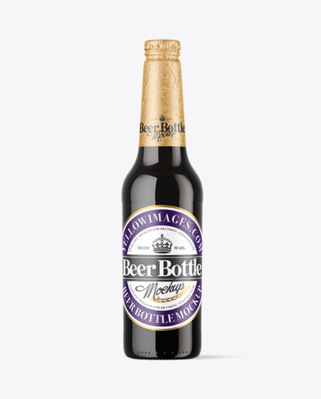 Amber Glass Beer Bottle Mockup