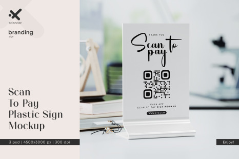 Scan To Pay Plastic Sign Mockup