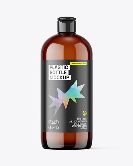 Amber Plastic Bottle Mockup