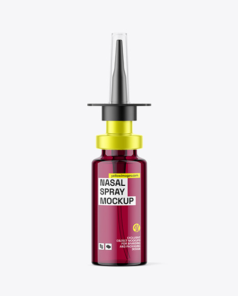 Colored Glass Nasal Spray Bottle Mockup