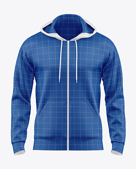 Men's Full Zip Hoodie Mockup   Front View   Free Download Images High