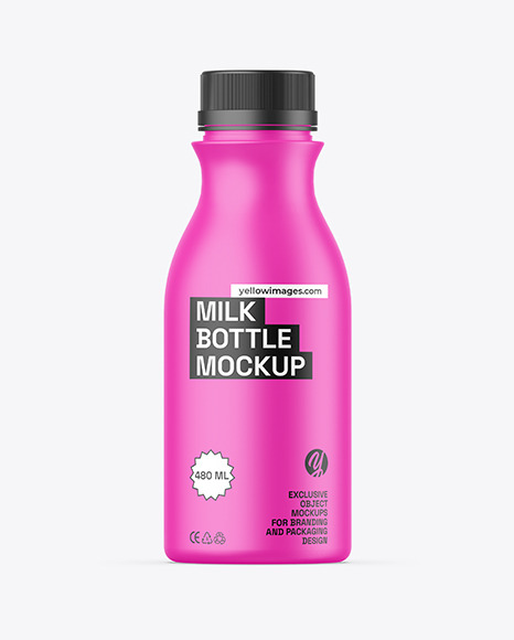 Matte Plastic Milk Bottle Mockup