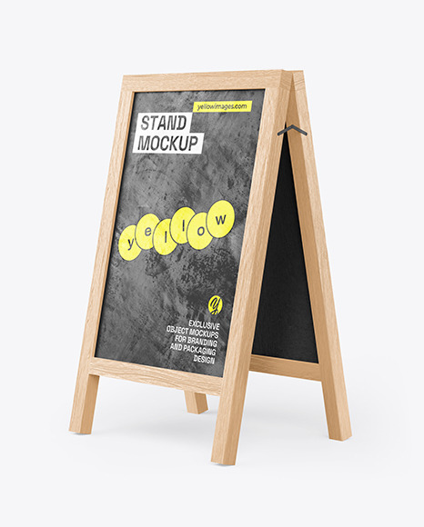 Wooden Stand Mockup - Half Side View