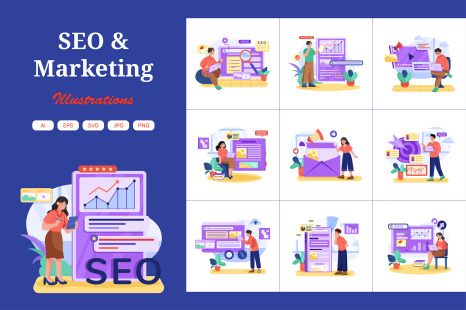 M692_SEO &amp; Marketing Illustration Pack
