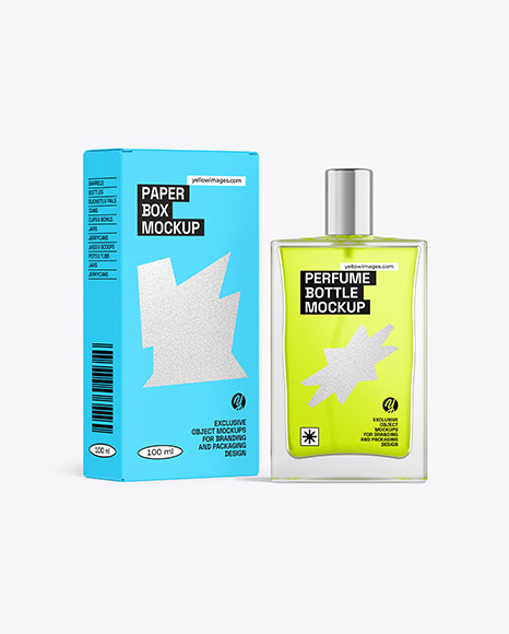 Frosted Perfume Bottle with Box Mockup