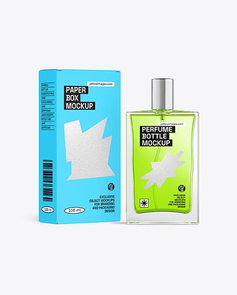 Perfume Bottle with Box Mockup