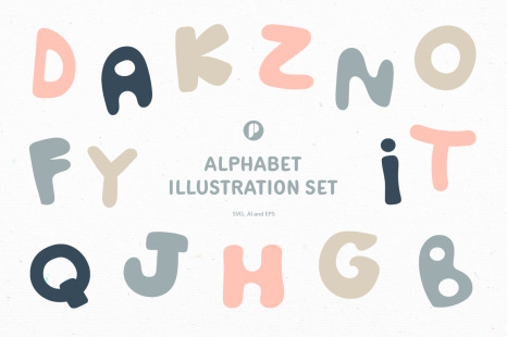 Fatty abstract alphabet illustration set