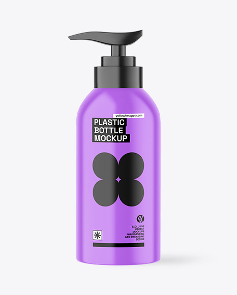 Glossy Plastic Bottle W/ Pump Dispenser Mockup