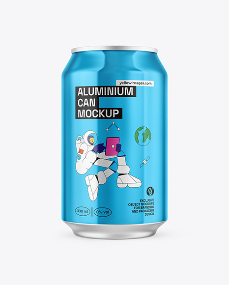 330ml Classic Can With Metallic Finish Mockup