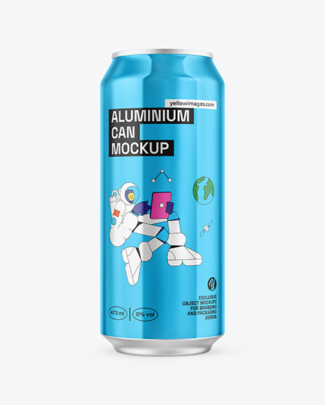 473ml Classic Can With Metallic Finish Mockup