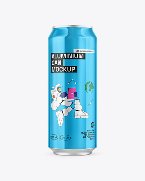 500ml Classic Can With Metallic Finish Mockup