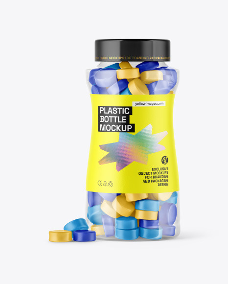 Plastic Bottle with Gummies Mockup