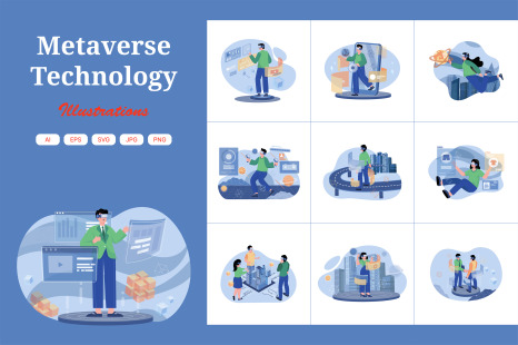 M468_Metaverse Technology Illustration Pack