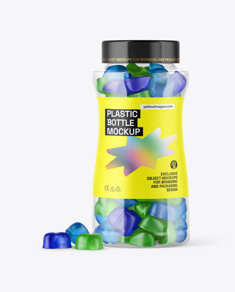 Plastic Bottle with Gummies Mockup