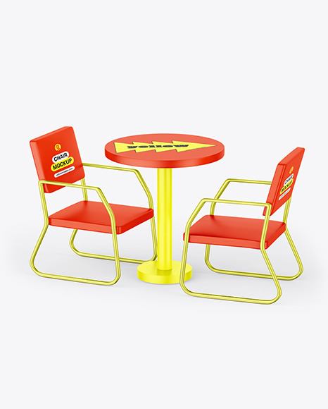 Matte Table W/ Chairs Mockup