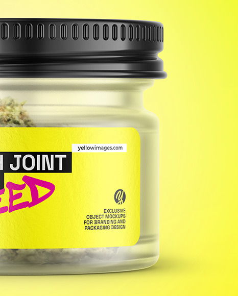 Frosted Glass Jar w/ Weed Joint Mockup