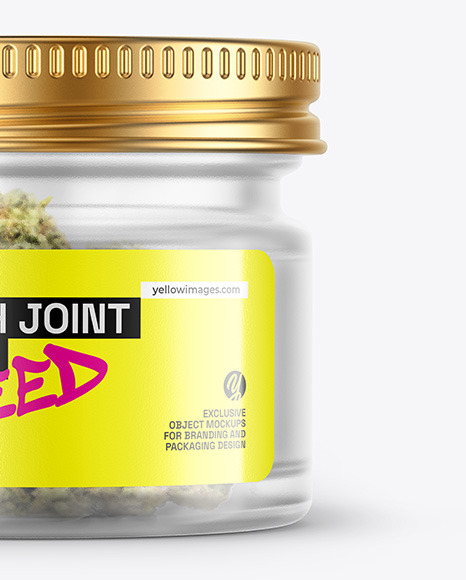 Frosted Glass Jar w/ Weed Joint Mockup