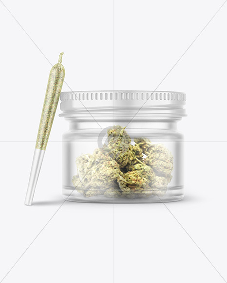 Frosted Glass Jar w/ Weed Joint Mockup