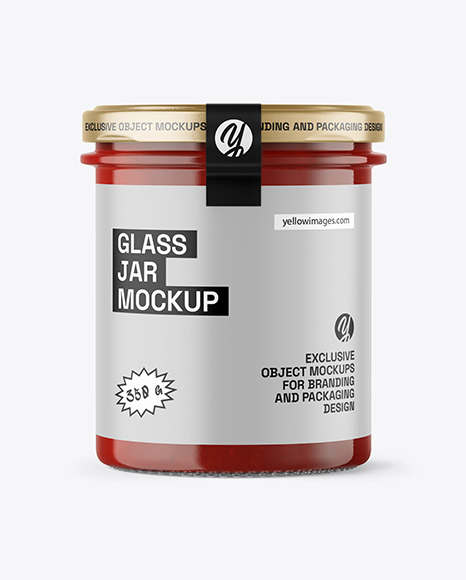 Clear Glass Jar with Red Sauce Mockup
