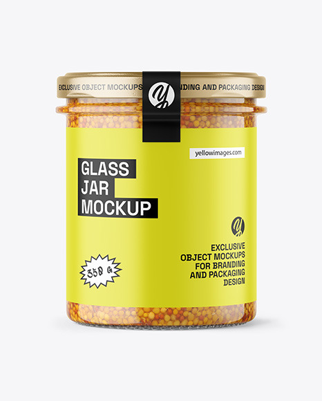 Clear Glass Jar with Wholegrain Mustard Mockup