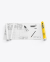 Blueprints With Tube Mockup