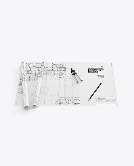 Blueprints With Tube Mockup