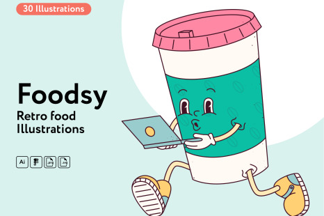 Foodsy Food Retro Illustrations