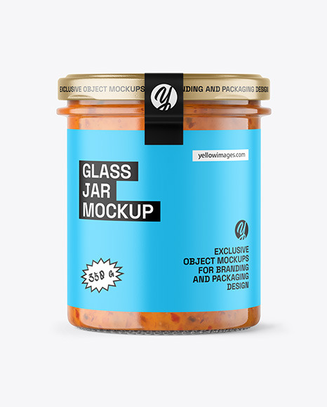 Clear Glass Jar with Sweet Chili Thai Sauce Mockup