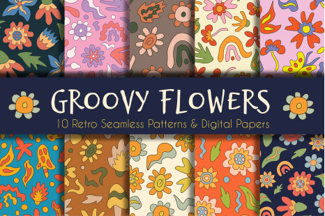 Groovy Flowers. Retro Ratterns